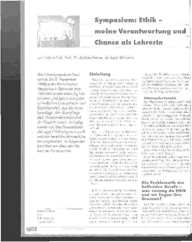 Vorschauseite 1: Symposium: Ethik - meine Verantwortung und Chance als Lehrerin
