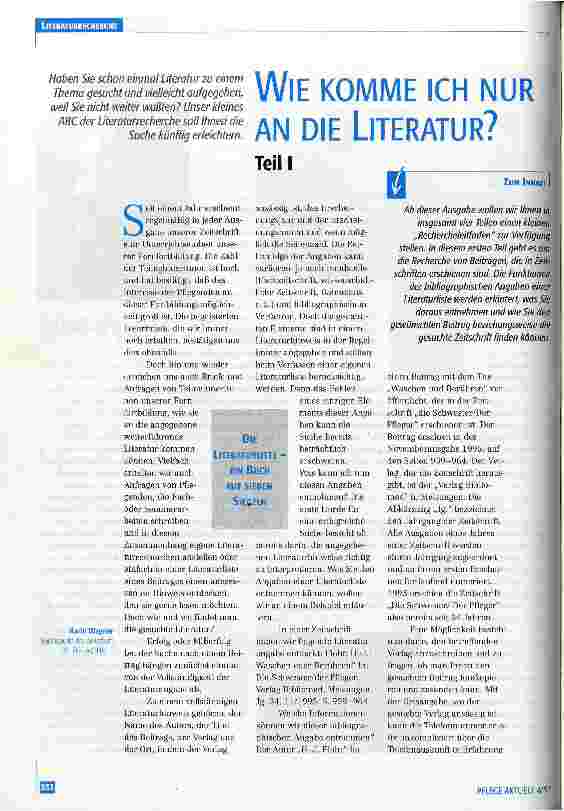 Vorschauseite 1: Wie komme ich nur an die Literatur? Teil I