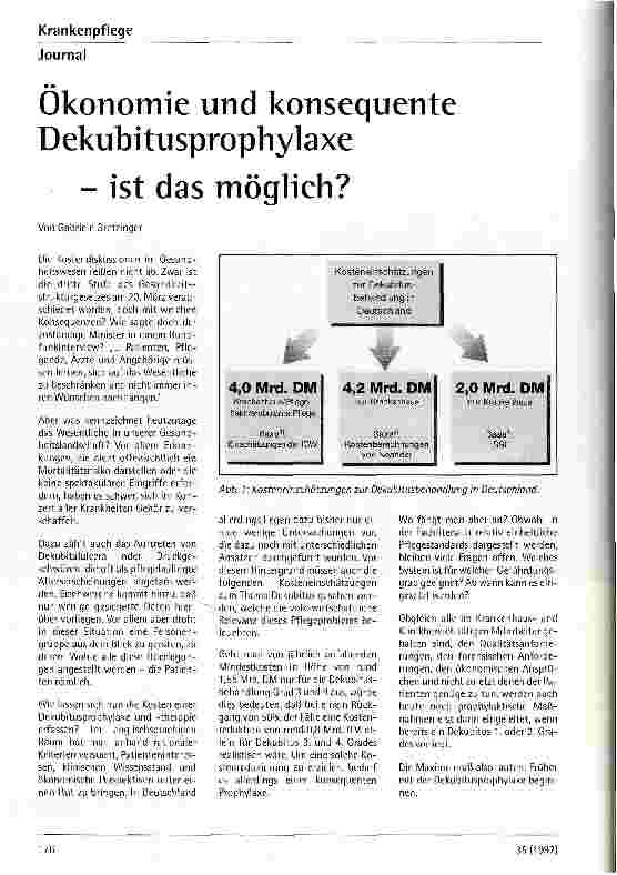 Vorschauseite 1: Ökonomie und konsequente Dekubitusprophylaxe - ist das möglich?