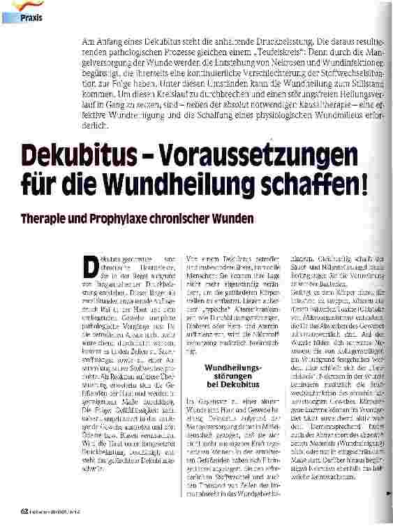 Vorschauseite 1: Dekubitus - Voraussetzungen für die Wundheilung schaffen! Therapie und Prophylaxe chronischer Wunden