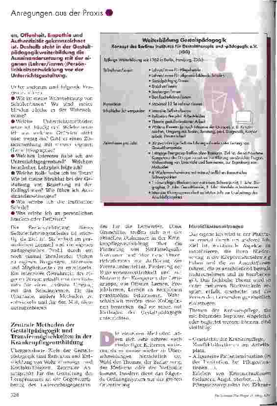 Vorschauseite 2: Anregungen der Gestaltpädagogik für die Krankenpfelgeausbildung