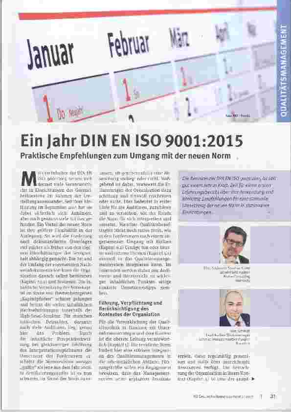 Vorschauseite 1: Ein Jahr DIN EN ISO 9001:2015