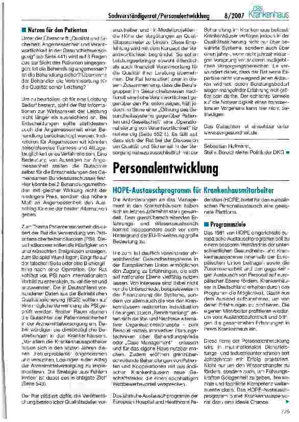 Vorschauseite 3: Gutachten 2007 des Sachverständigenrates zur Entwicklung im Gesundheitswesen