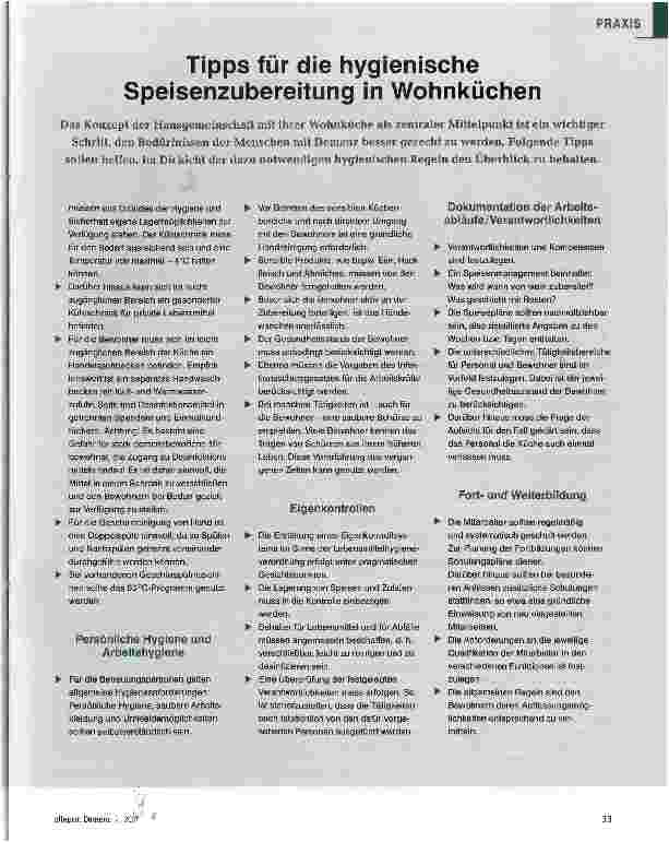 Vorschauseite 1: Tipps für die hygienische Speisenzubereitung in Wohnküchen