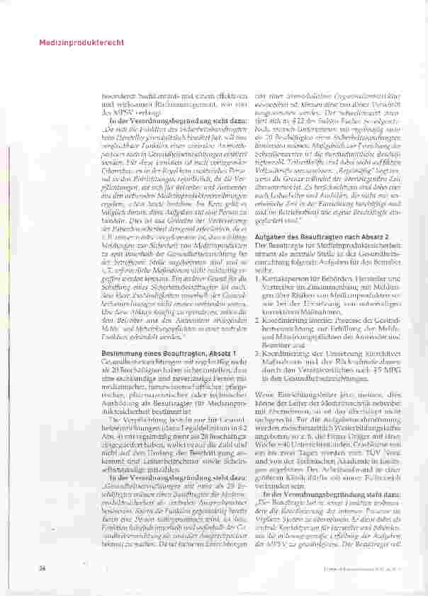 Vorschauseite 3: Die neue Medizinprodukte-Betreiberverordnung, Teil 3