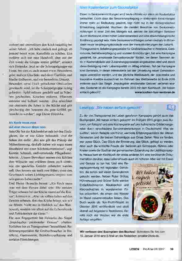 Vorschauseite 2: Innovative Kochideen im Seniorenheim