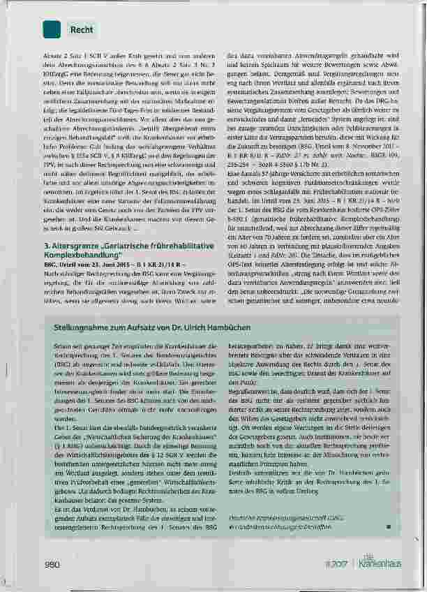 Vorschauseite 3: Quo vadis, 1. Senat des BSG?