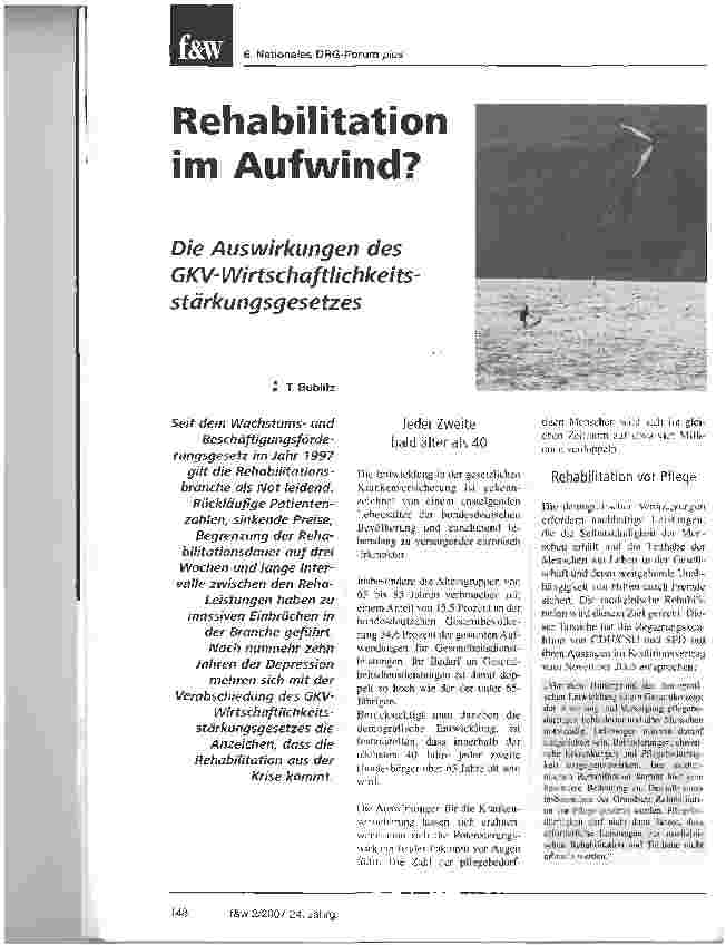 Vorschauseite 1: Rehabilitation im Aufwind?