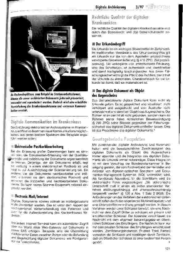 Vorschauseite 4: Elektronische Archivierung und digitaler Dokumentenaustausch im Krankenhaus Konzeptionelle und rechtliche Aspekte