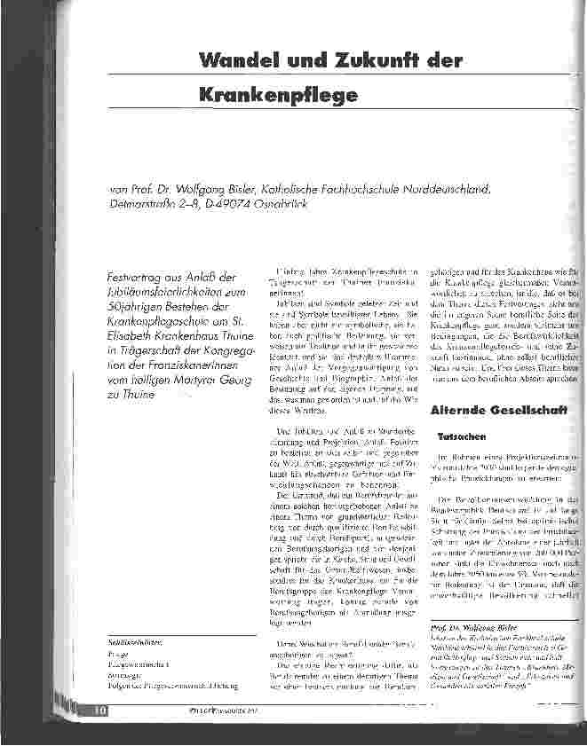 Vorschauseite 1: Wandel und Zukunft der Krankenpflege