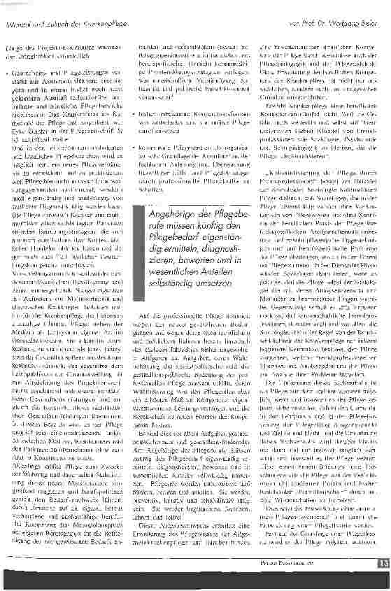 Vorschauseite 4: Wandel und Zukunft der Krankenpflege