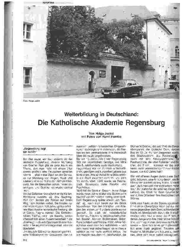 Vorschauseite 1: Die Katholische Akademie Regensburg Weiterbildung in Deutschland