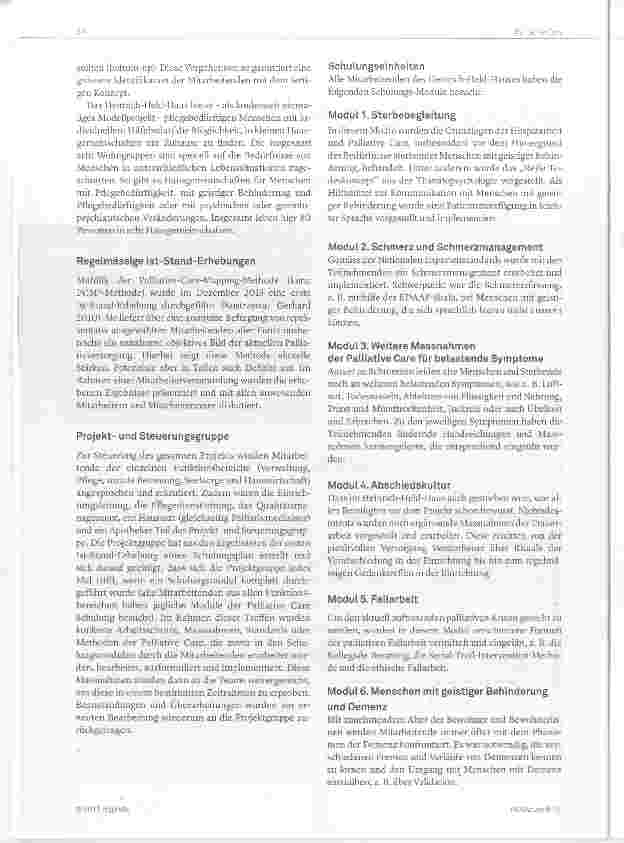 Vorschauseite 2: Auch alte Menschen mit geistiger Behinderung profitieren von Palliative Care