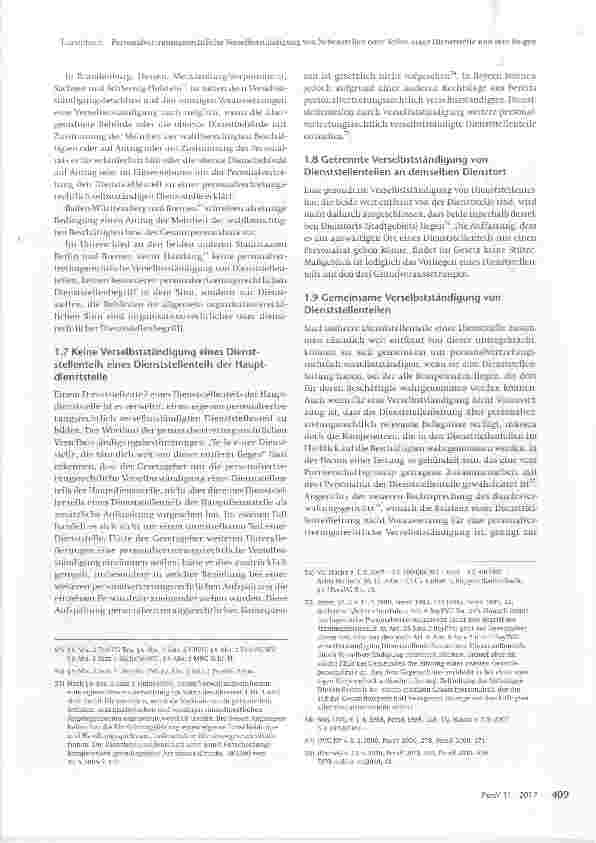 Vorschauseite 6: Die personalvertretungsrechtliche Verselbstständigung von Nebenstellen oder Teilen einer Dienststelle und ihre Folgen - Teil 1