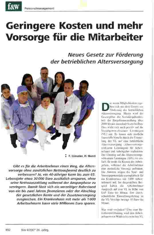 Vorschauseite 1: Geringere Kosten und mehr Vorsorge für die Mitarbeiter