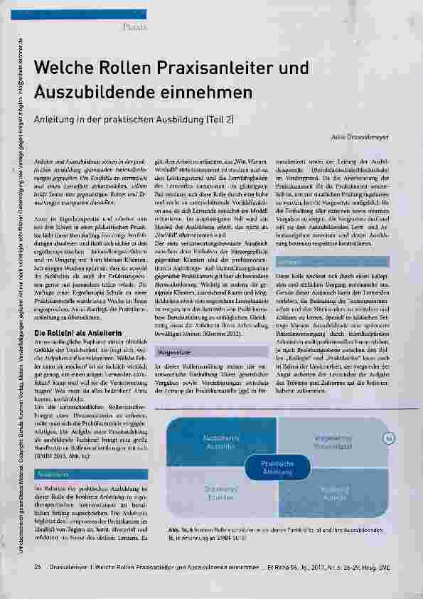 Vorschauseite 1: Welche Rollen Praxisanleiter und Auszubildende einnehmen Anleitung in der praktischen Ausbildung (Teil 2)