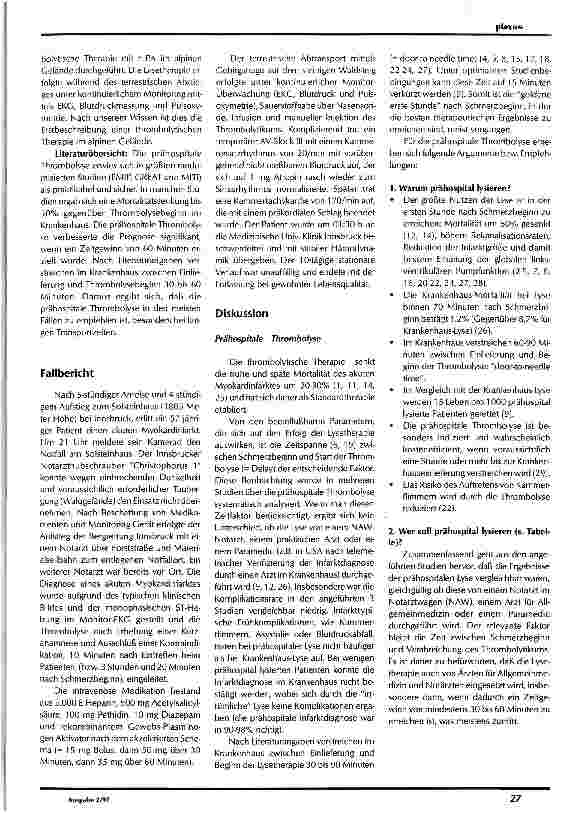 Vorschauseite 2: Thrombolytische Therapie des Myokardinfarktes im alpinen Gelände
