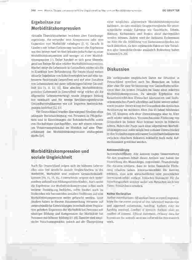 Vorschauseite 2: Soziale und gesundheitliche Ungleichheit im Alter und die Morbiditätskompression