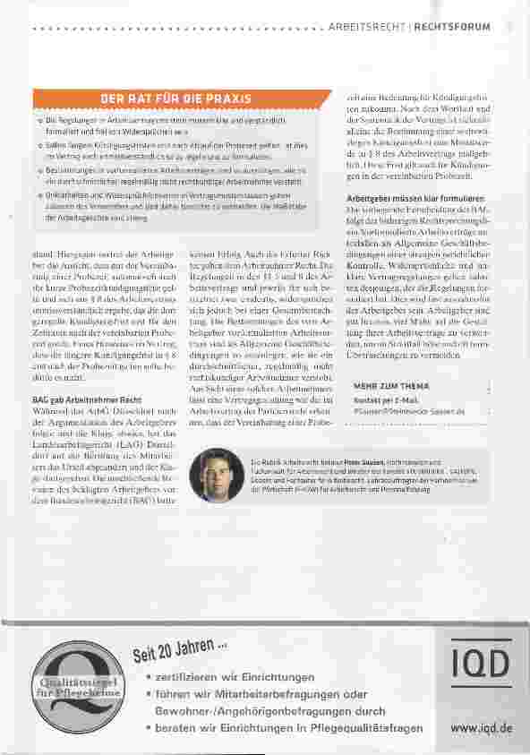 Vorschauseite 2: Probezeit: Abgekürzte Kündigungsfrist
