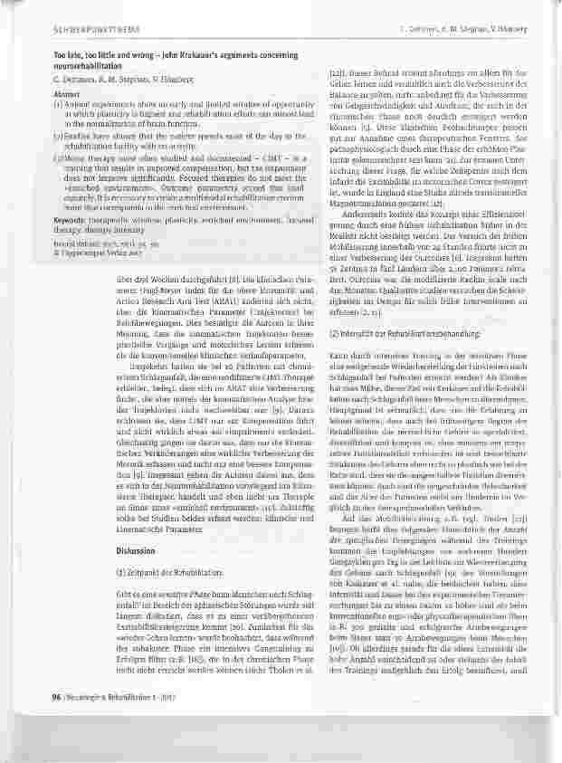 Vorschauseite 2: Zu spät, zu wenig und falsch - John Krakauers Argumente zur Neurorehabilitation