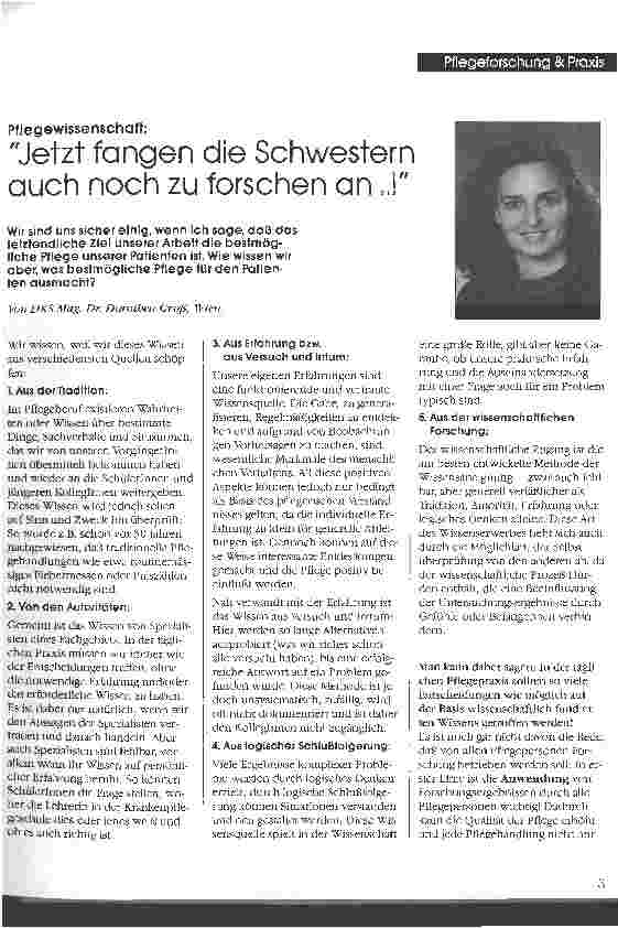 Vorschauseite 1: Pflegewissenschaft: Jetzt fangen die Schwestern auch noch zu forschen an ..!