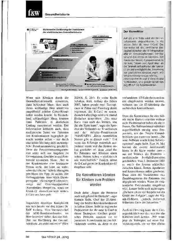 Vorschauseite 4: Telematik bringt medizinischen Fortschritt, aber auch Datenschutz-Probleme
