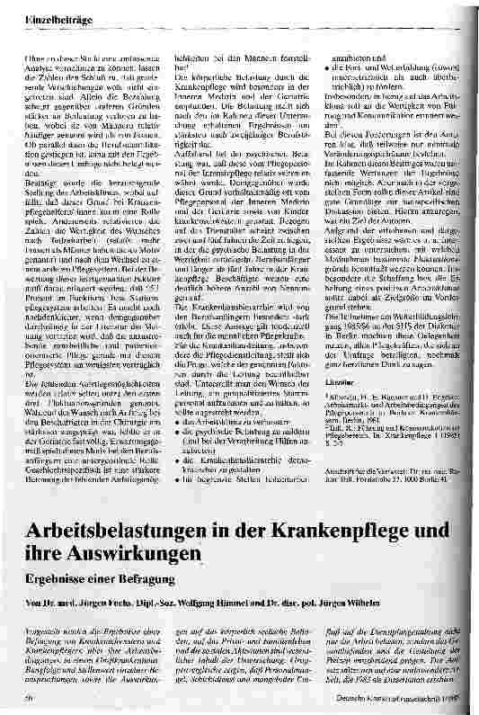 Vorschauseite 1: Arbeitsbelastung in der Krankenpflege und ihre Auswirkungen