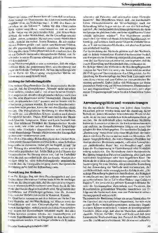 Vorschauseite 2: Therapeutische Berührung Eine neue Heilmethode auf der Basis menschlicher Interaktionen