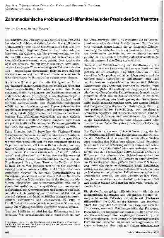 Vorschauseite 1: Zahnmedizinische Probleme und Hilfsmittel aus der Praxis des Schiffsarztes