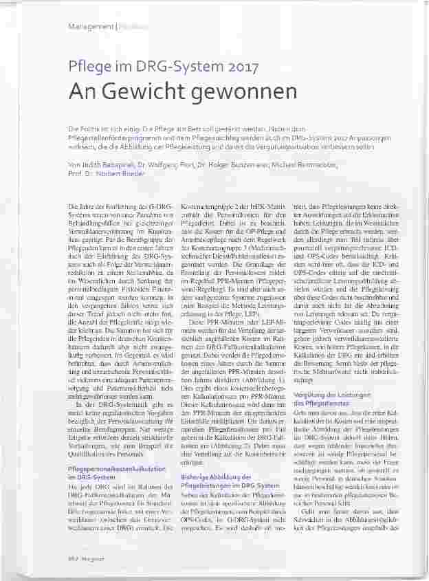 Vorschauseite 1: Pflege im DRG-System 2017 An Gewicht gewonnen