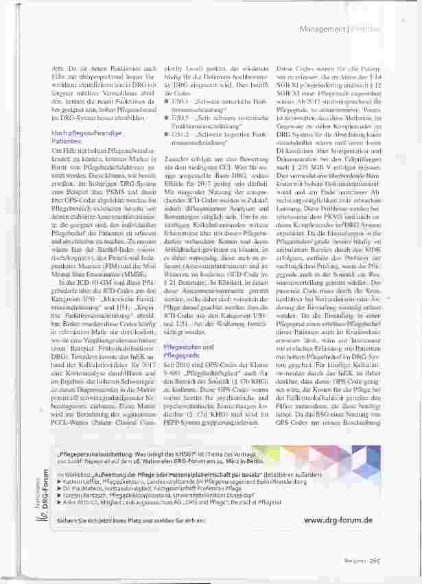 Vorschauseite 4: Pflege im DRG-System 2017 An Gewicht gewonnen
