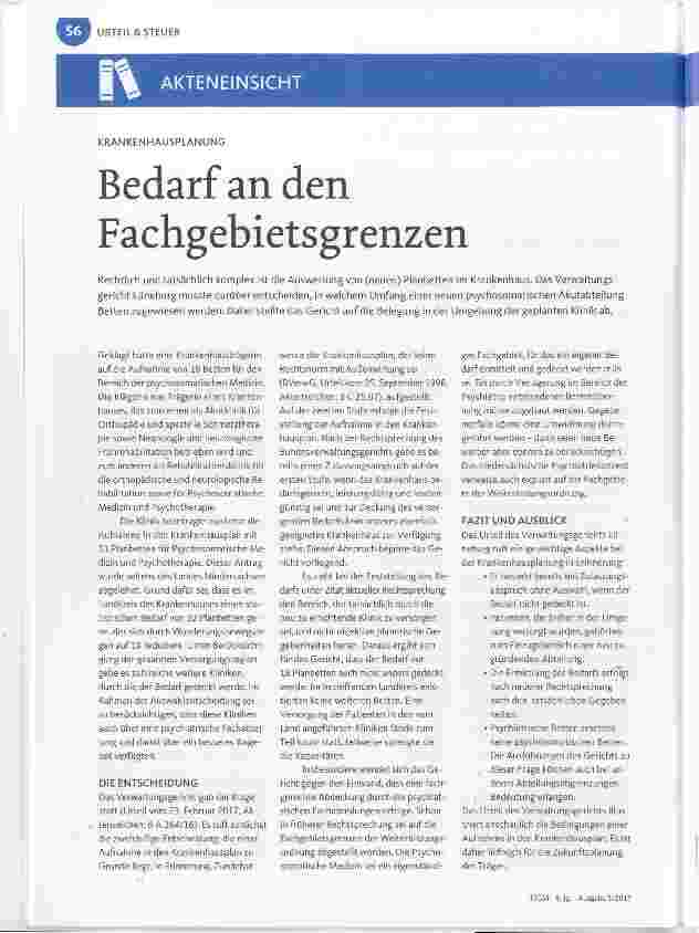 Vorschauseite 1: Bedarf an den Fachgebietsgrenzen