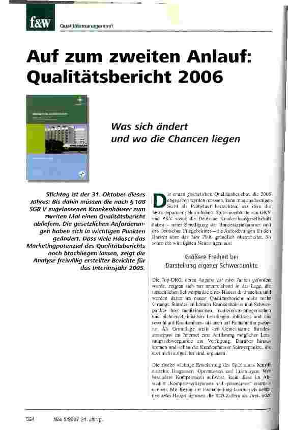 Vorschauseite 1: Auf zum zweiten Anlauf: Qualitätsbericht 2006