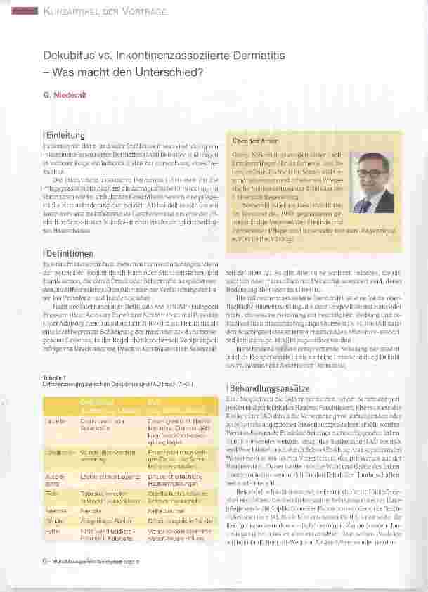 Vorschauseite 1: Dekubitus vs. Inkontinenzassoziierte Dermatitis Was macht den Unterschied?