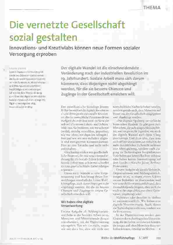 Vorschauseite 1: Die vernetzte Gesellschaft sozial gestalten