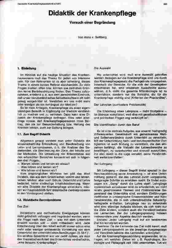 Vorschauseite 1: Didaktik der Krankenpflege Versuch einer Begründung
