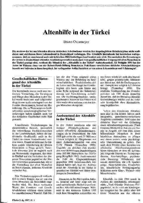 Vorschauseite 1: Altenhilfe in der Türkei
