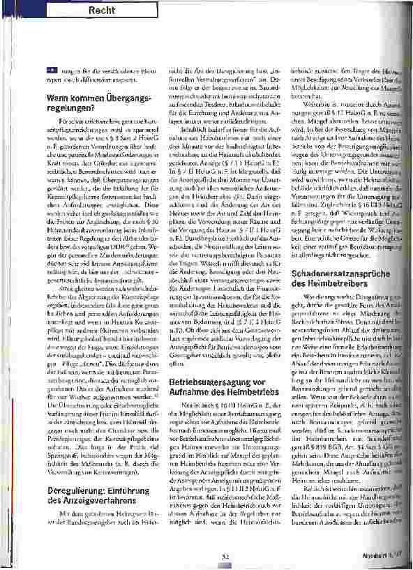 Vorschauseite 3: Ein Schnellschuß des Gesetzgebers Bemerkungen zum geänderten Heimgesetz