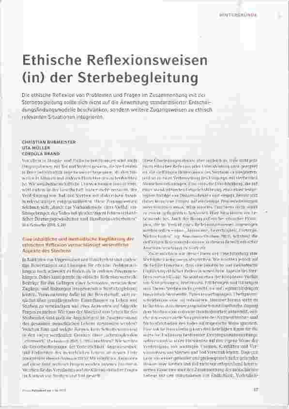 Vorschauseite 1: Ethische Reflexionsweisen (in) der Sterbebegleitung