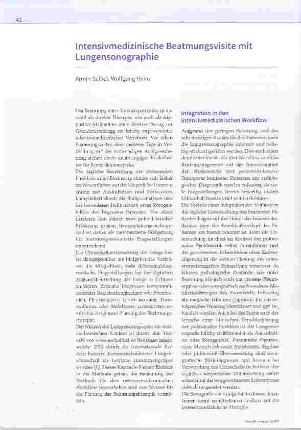 Vorschauseite 1: Intensivmedizinische Beatmungsvisite mit Lungensonographie