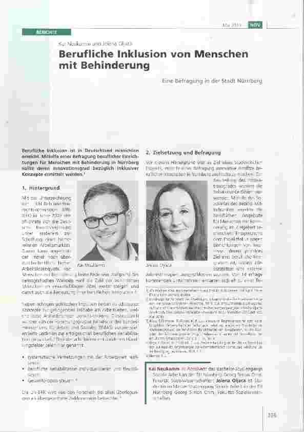 Vorschauseite 1: Berufliche Inklusion von Menschen mit Behinderung