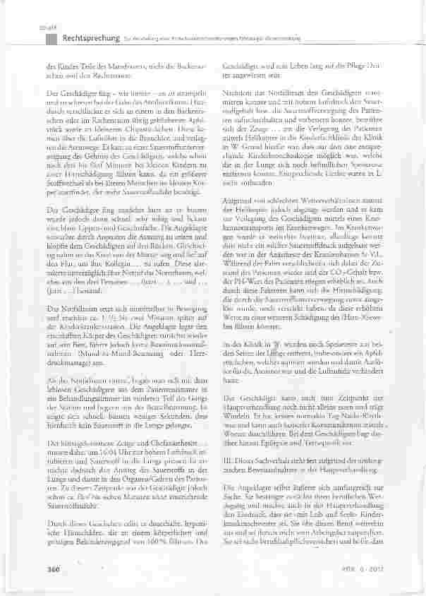 Vorschauseite 3: Zur Verurteilung einer Kinderkrankenschwester wegen fahrlässiger Körperverletzung