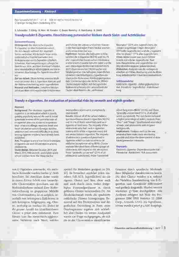 Vorschauseite 3: Trendprodukt E-Zigarette Einschätzung potenzieller Risiken durch Siebtund Achtklässler