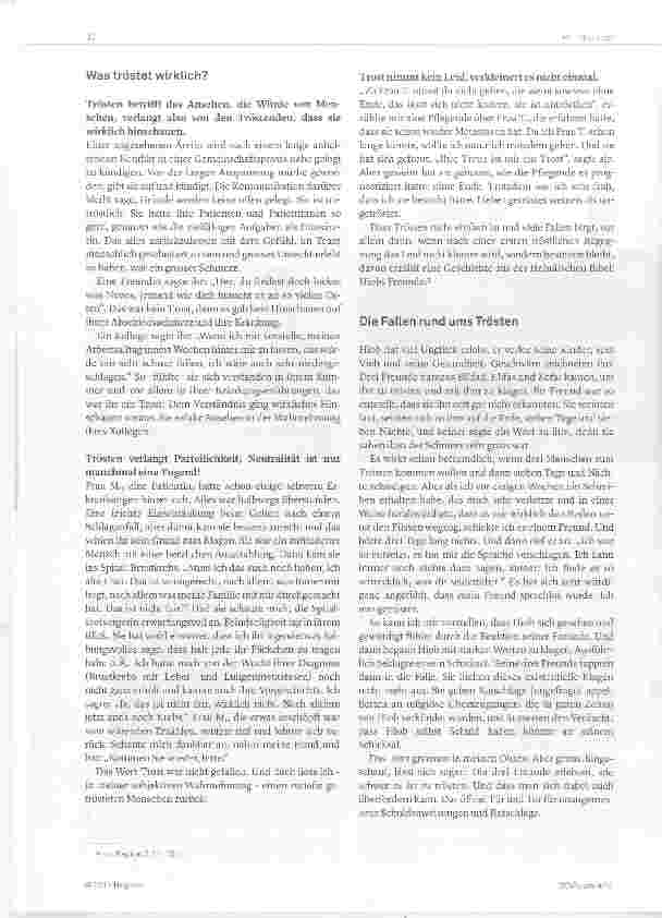 Vorschauseite 2: Trösten schwer gemacht Weil es sich die Tröstenden manchmal zu leicht machen