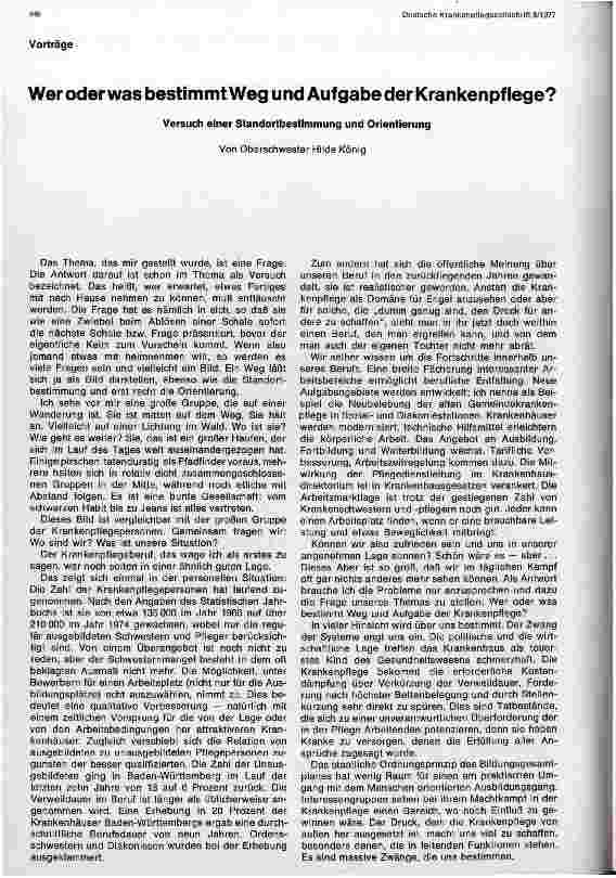 Vorschauseite 1: Wer oder was bestimmt Weg und Aufgaben der Krankenpflege Versuch einer Standortbestimmung und Orientierung