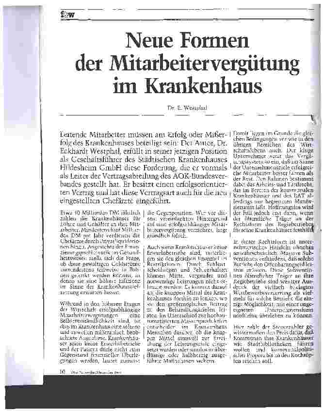 Vorschauseite 1: Neue Formen der Mitarbeitervergütung im Krankenhaus
