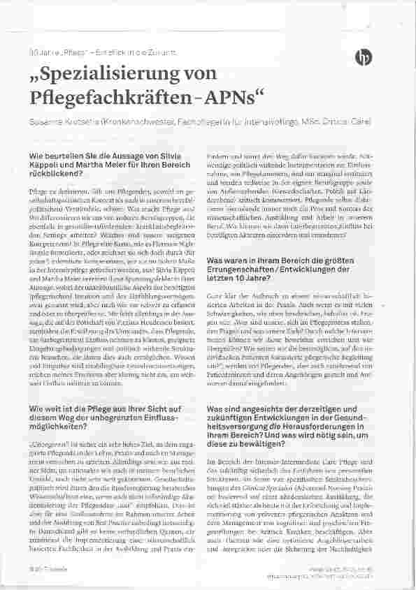 Vorschauseite 1: „Spezialisierung von Pflegefachkräften APNs“
