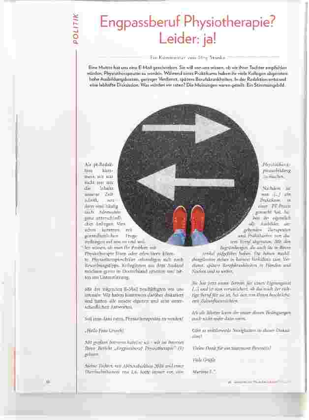 Vorschauseite 1: Engpassberuf Physiotherapie? Leider: ja!