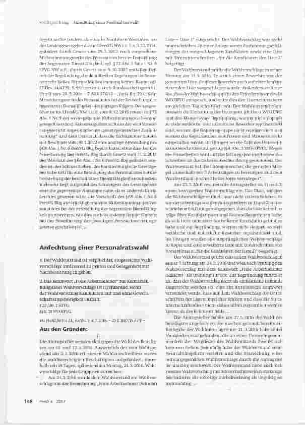 Vorschauseite 1: Anfechtung einer Personalratswahl