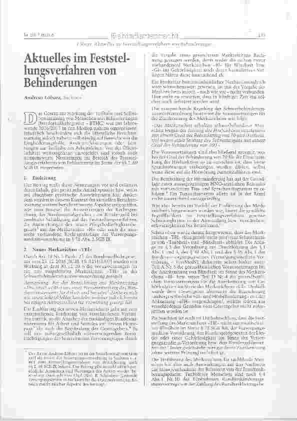 Vorschauseite 1: Aktuelles im Feststellungsverfahren von Bemnderungen